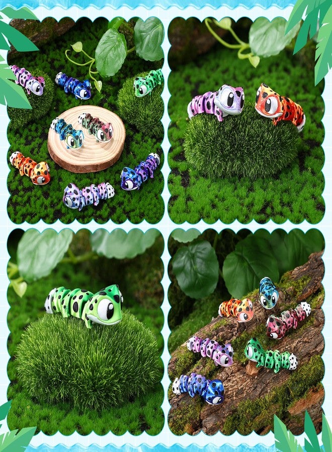 Fiwochic 24 Pcs 3D Printed Leopard Gecko 3D Printed Mini Animal Figurines Articulated Flexible Stress Relief Fidget Cute Animal Figurines Desk Decor Party Favors Carnival Prizes Rewards (Gradient) - Image 5